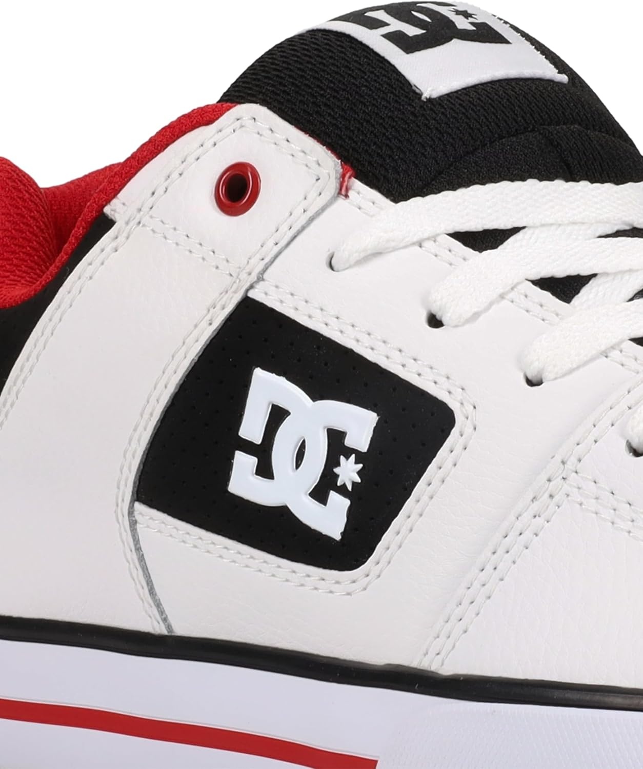 DC Men’s Pure Skate Shoe(White/Black/Red)