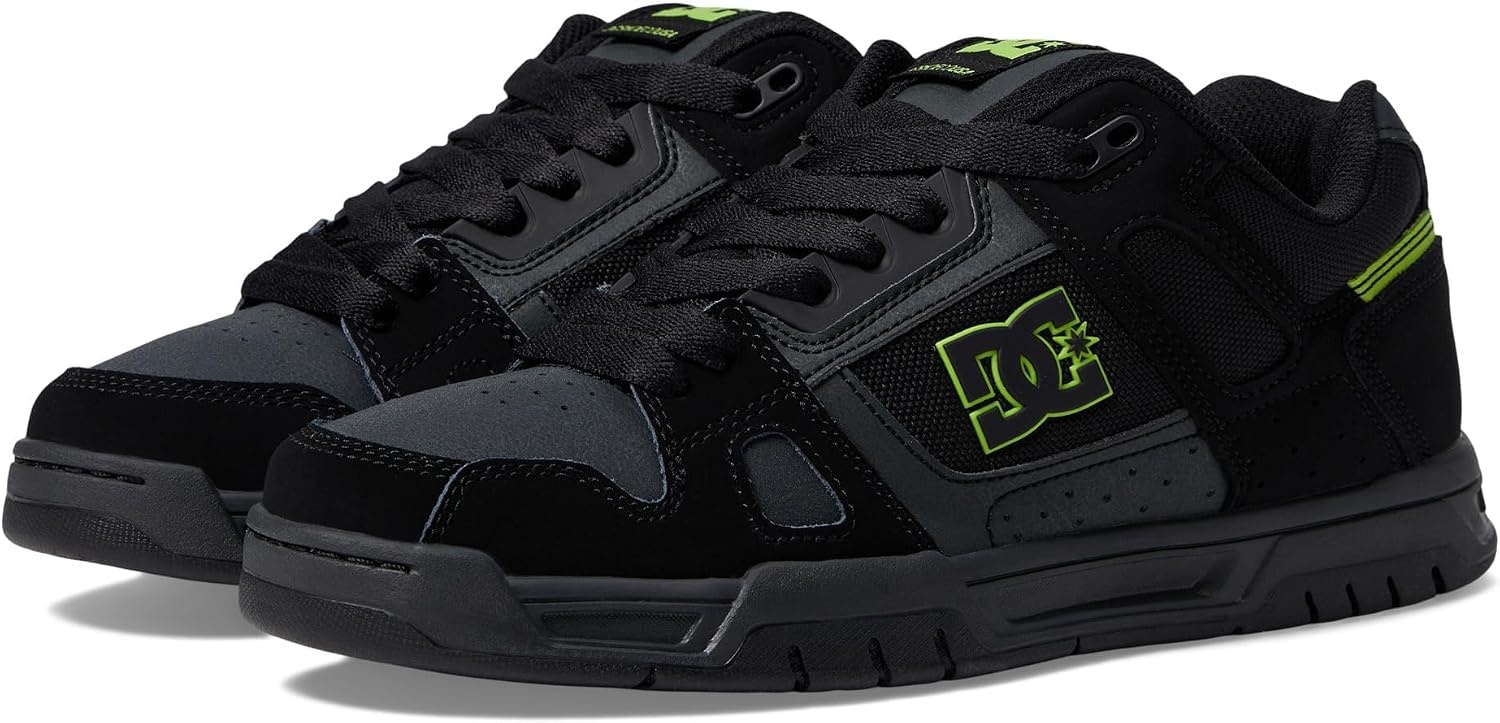DC Men’s Stag Low Top Skate Shoe(Black/Lime Green)