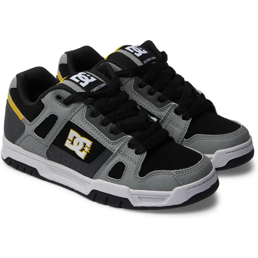 DC Men’s Stag Low Top Skate Shoe(Grey/Yellow)