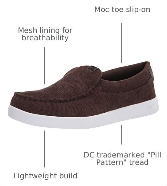 DC Men’s Villain Slip On Low Top Slipper Casual Sneaker Shoe(Dark Chocolate)