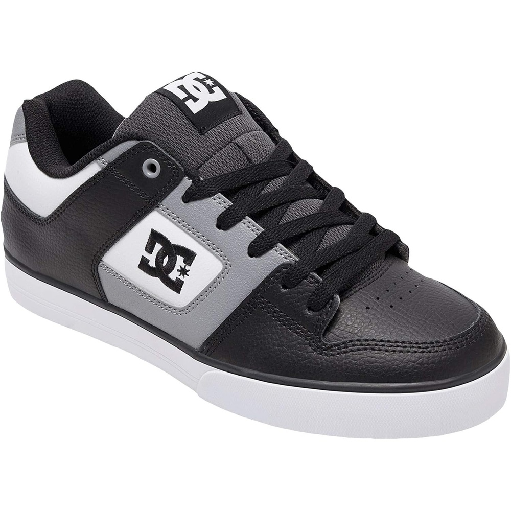 DC Men’s Pure Casual Low Top Lace Up Skate Shoe Sneaker(White/Grey/Black2)