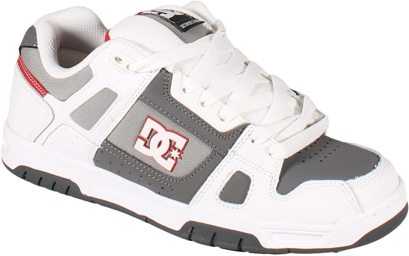 DC Men’s Stag Low Top Skate Shoe(White/Grey/Grey)