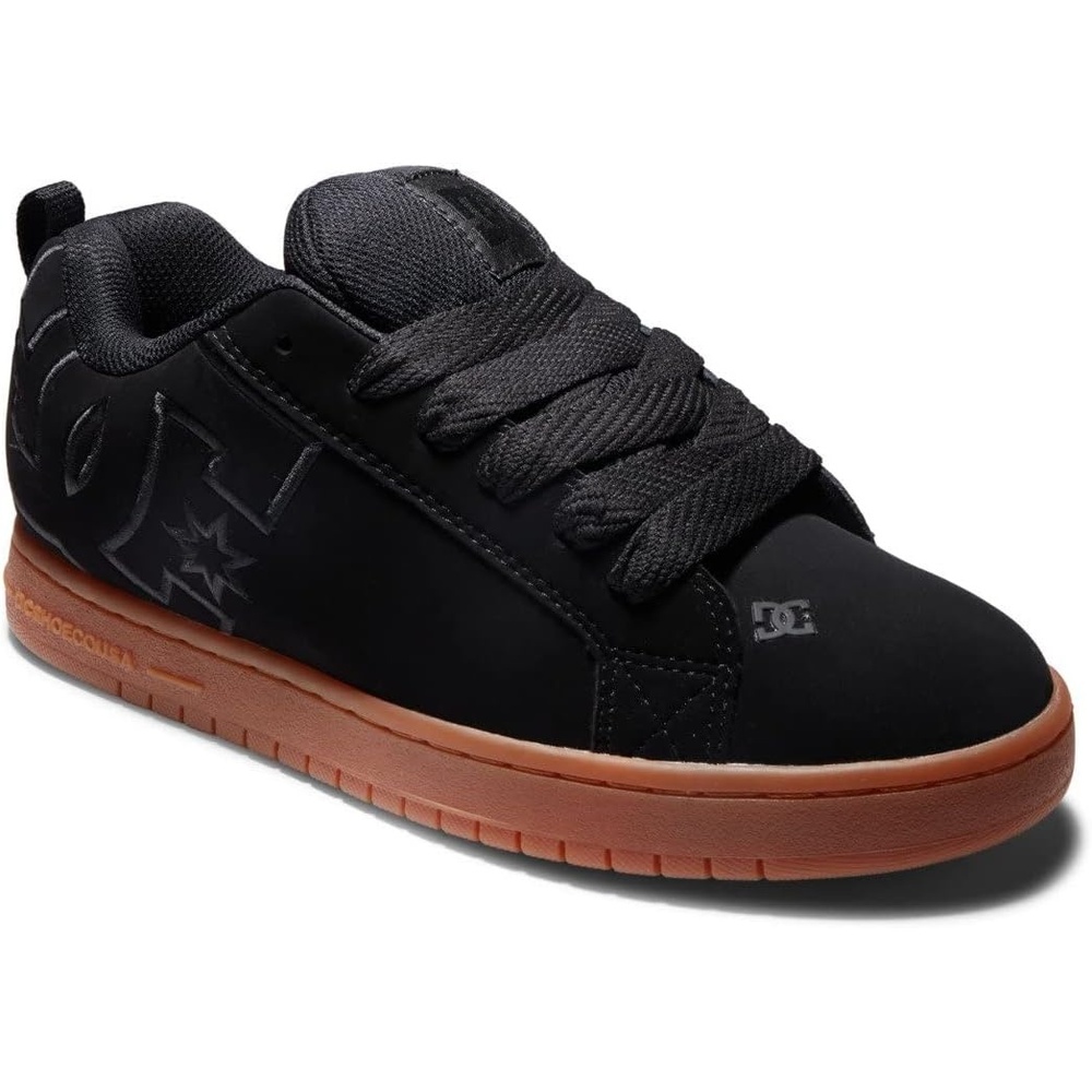 DC Men’s Court Graffik Casual Low Top Skate Shoe Sneaker(Black/Gum/Black)