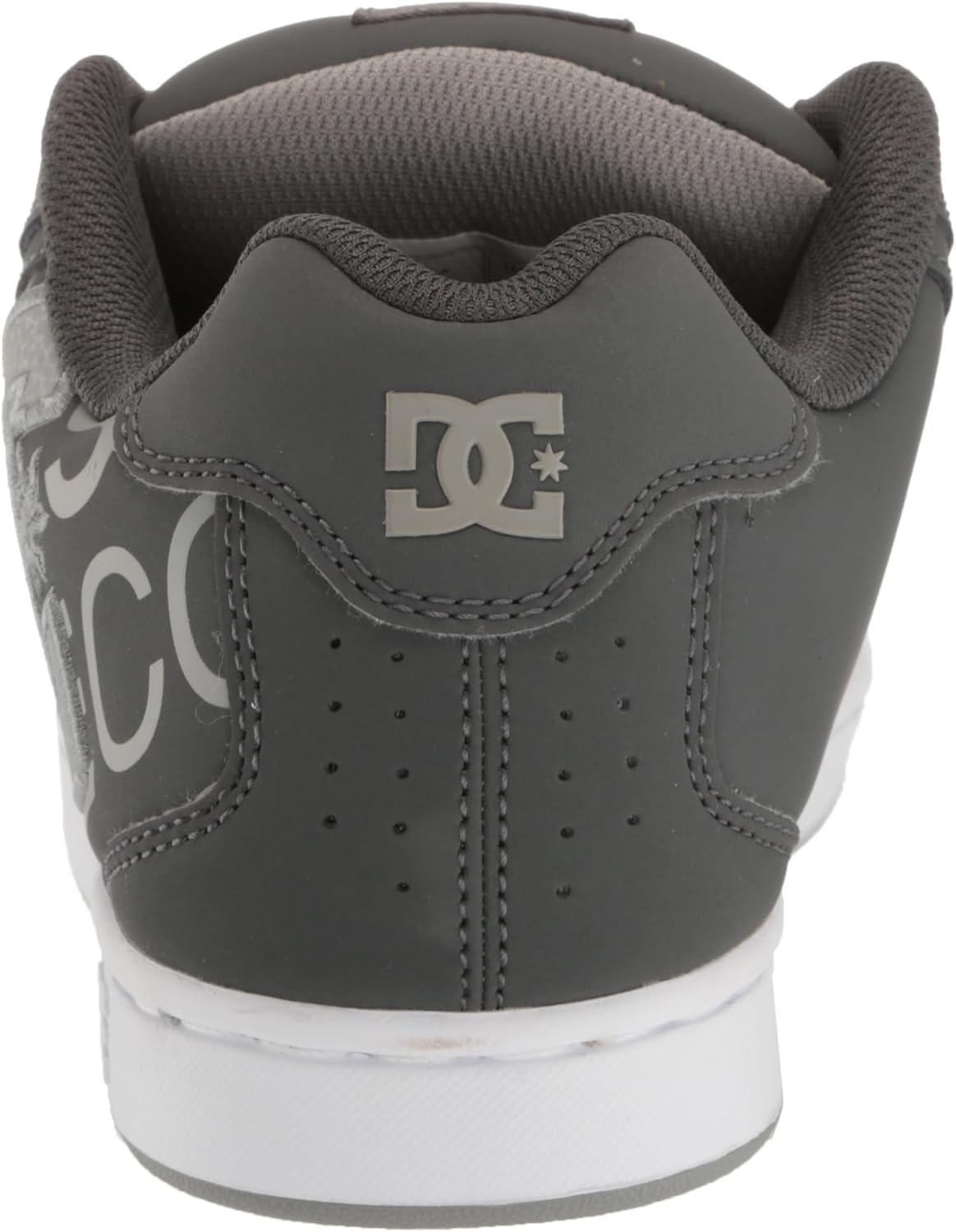 DC Mens Net Low Top Lace Up Casual Skate Shoe Sneaker(Heather Grey/White)