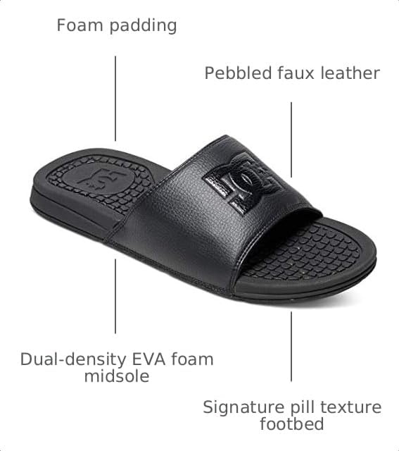 DC Men’s Bolsa Slide Sandal | Casual Sandals(Black/Black/Black)